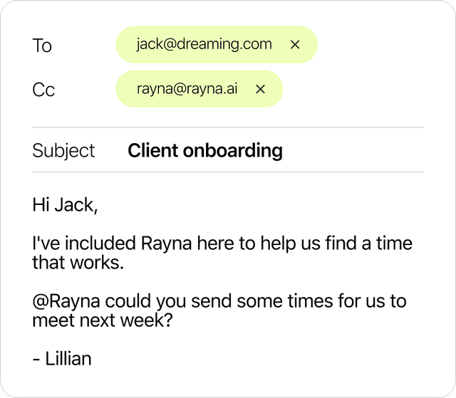 Email with Rayna CC